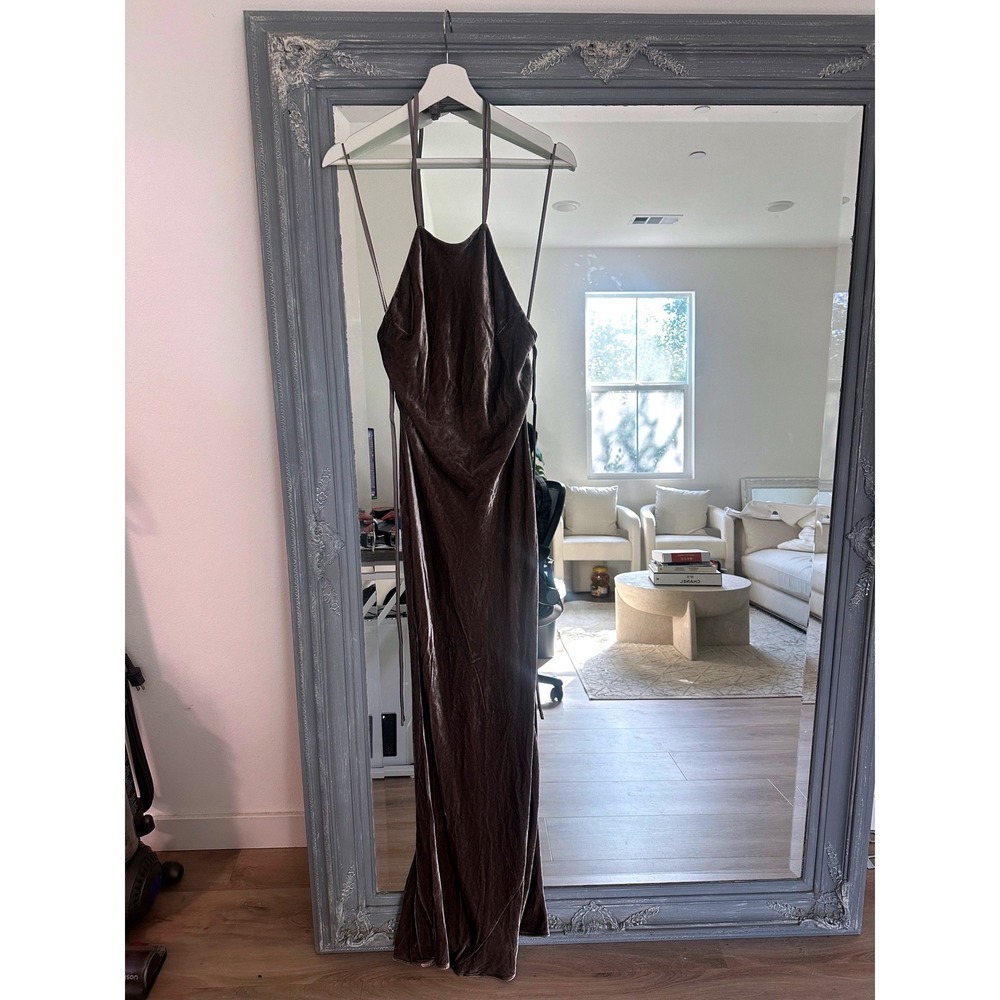 NWT Reformation Jeany Silk Blend Velvet Halter Maxi Dress Open Back Magnetic XS - Picture 5 of 9